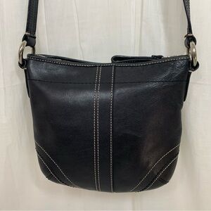 Coach Y2K Small Soho Crossbody Black Leather with White Stitching‎ Made in India